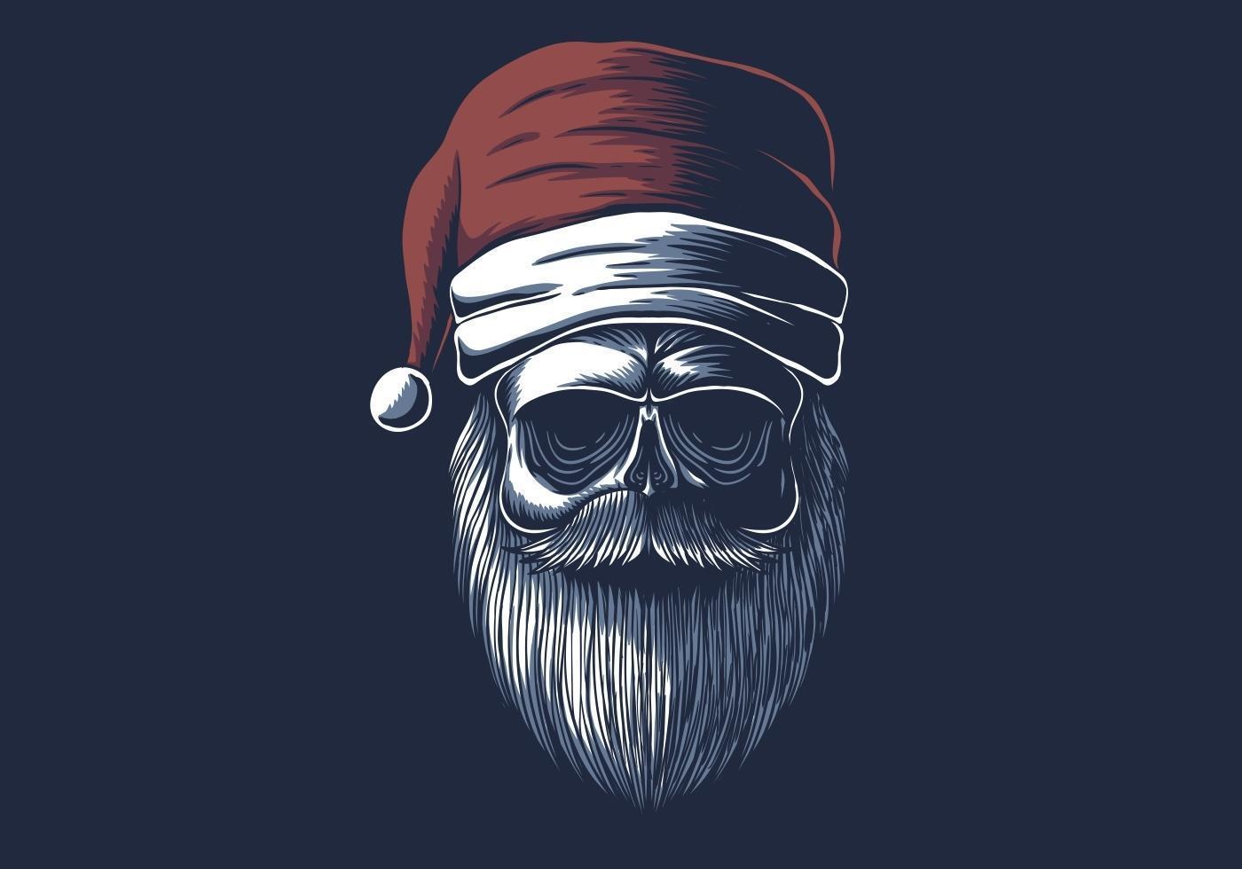 Skull wearing a santa hat vector