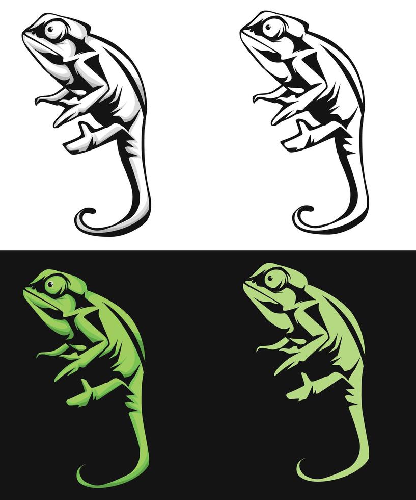 Chameleon line set vector