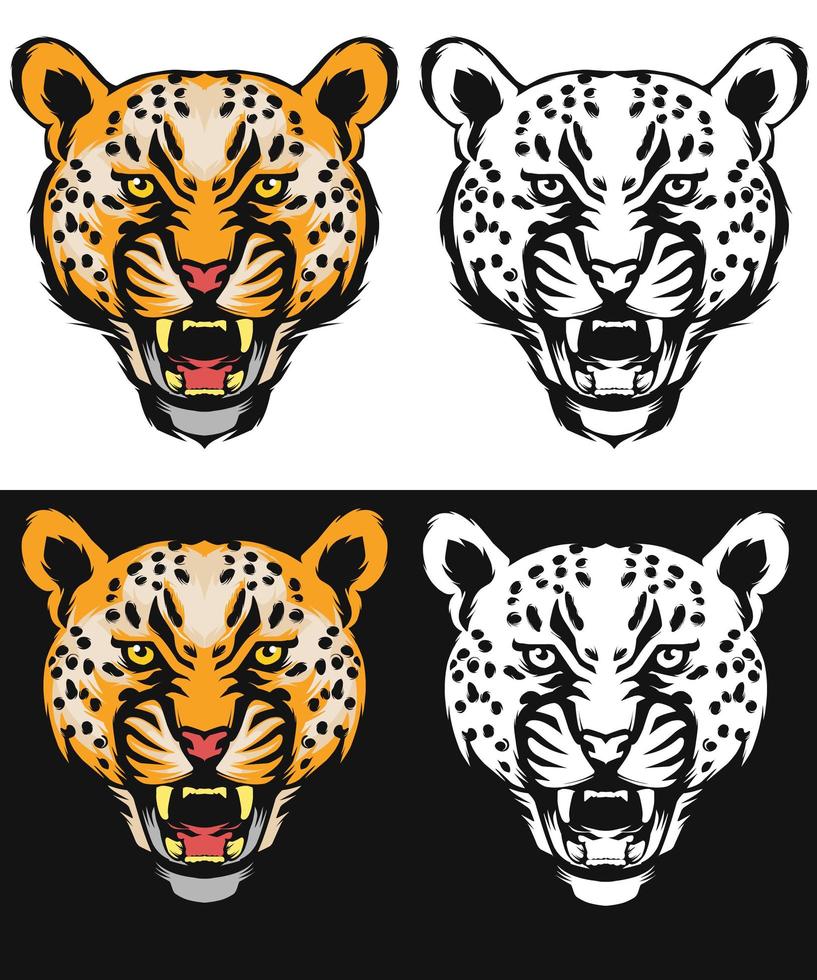 conjunto de arte de línea de leopardo vector