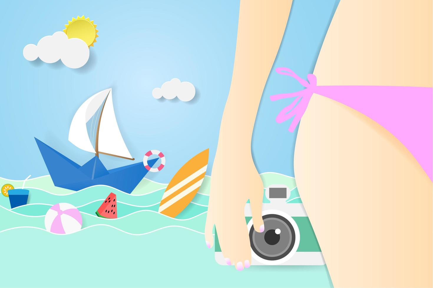 Summer sale tropical beach design vector