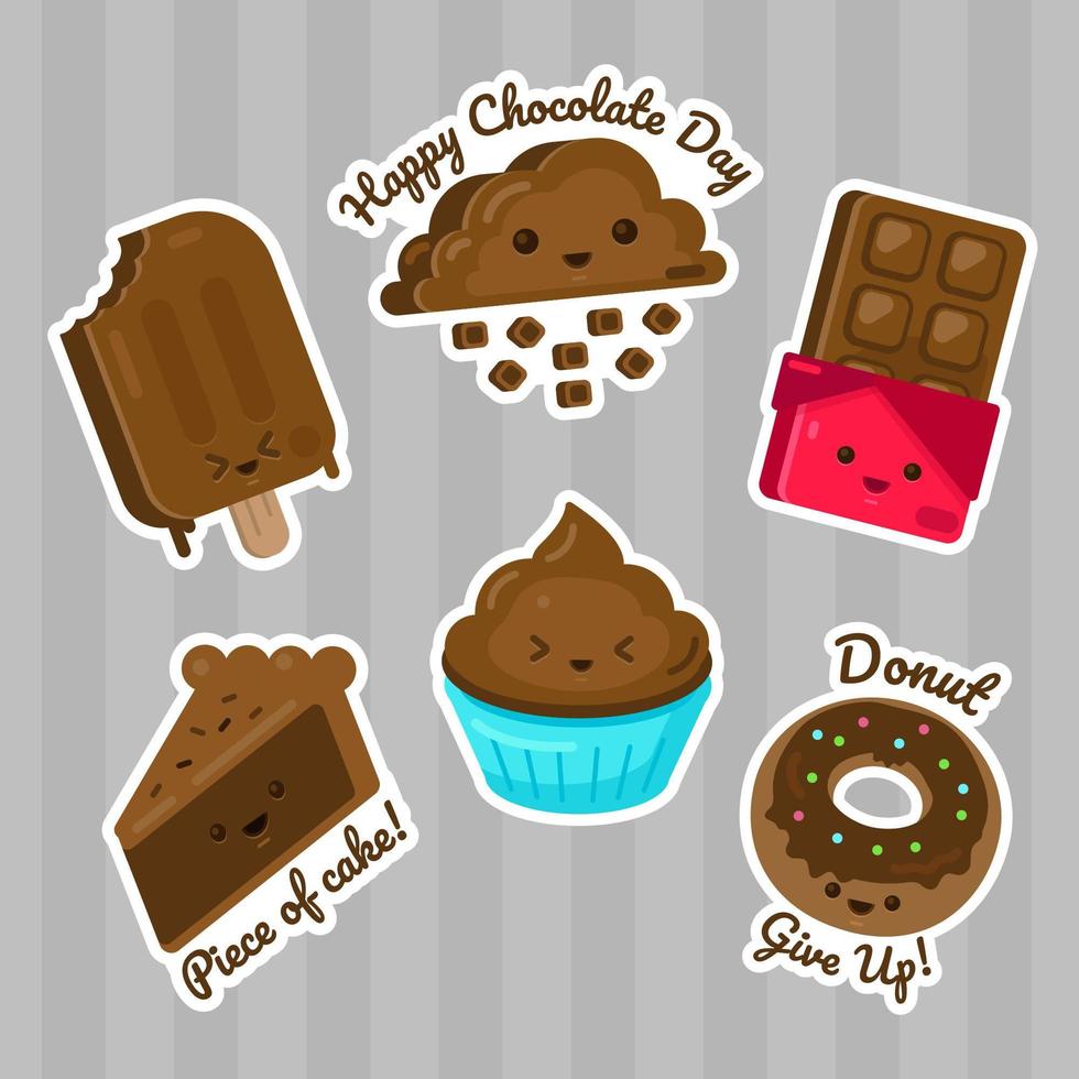 lindo set de pegatinas de chocolates vector