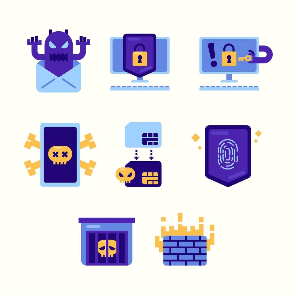 Cyber Security Day Icon Set vector