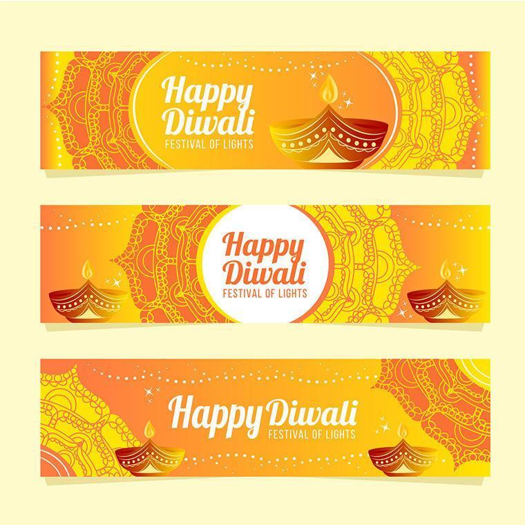 plantillas de banner de festival de diwali de oro vector