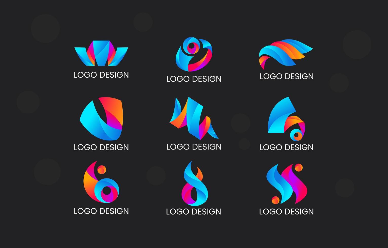 gradiente dinámico del paquete de logotipo abstracto vector