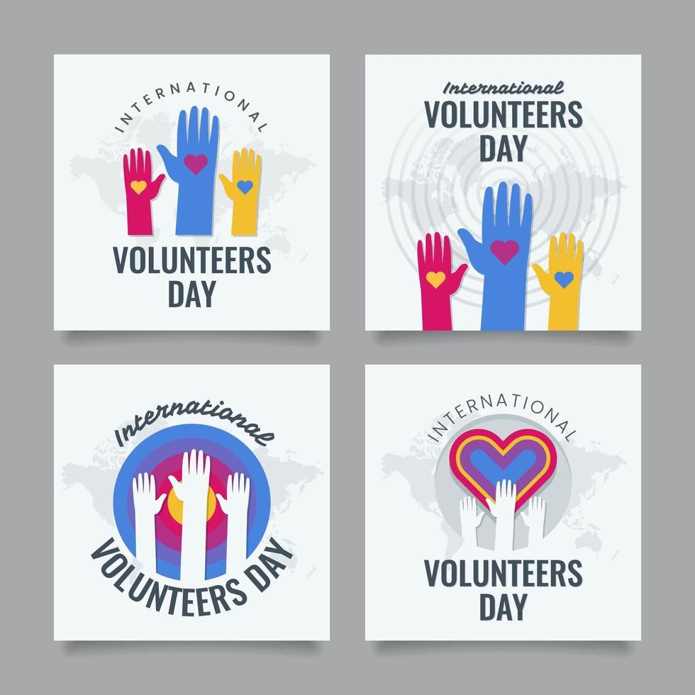 Volunteer Day Cards Collection vector