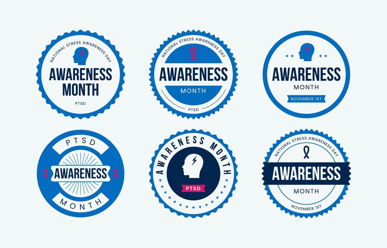 World Stress Awareness Day Labels vector