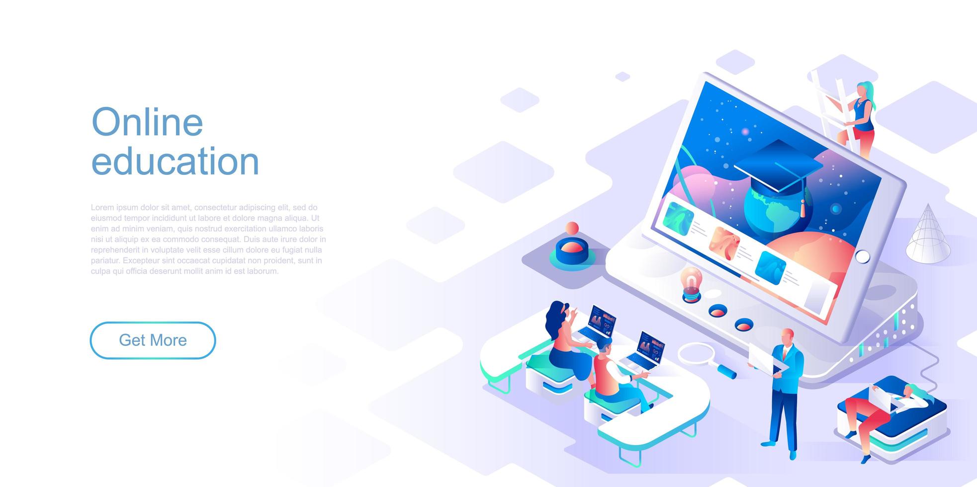 Online education landing page template vector