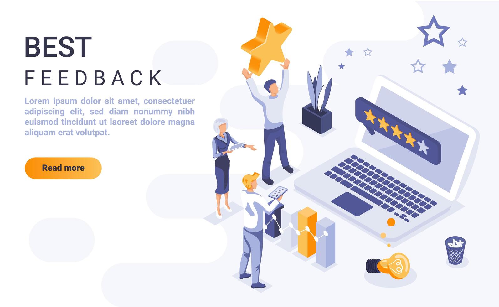 Best feedback isometric landing page vector