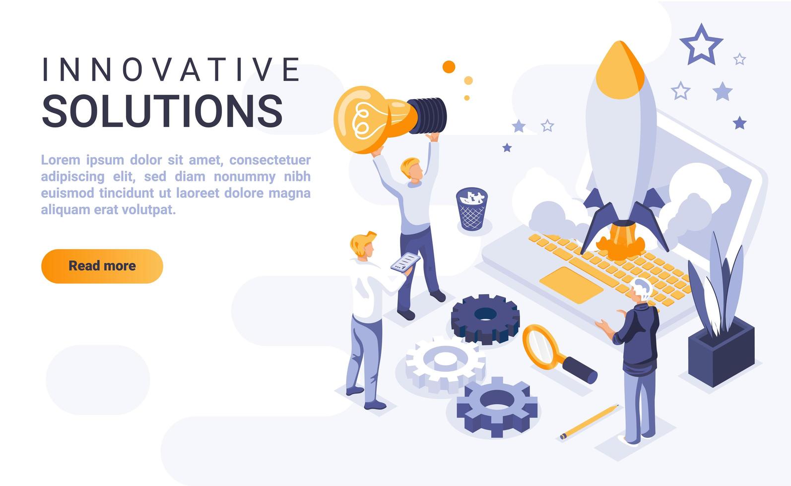 Innovative solutions isometric landing page vector