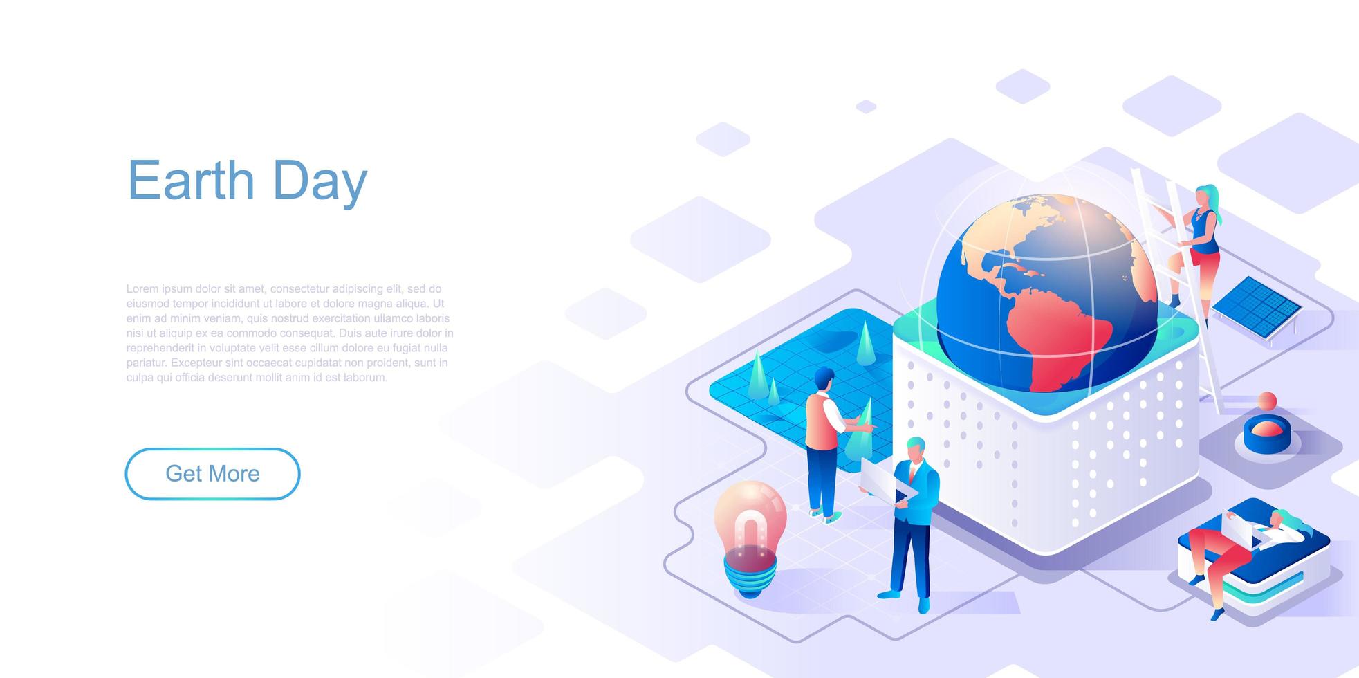 Earth Day landing page template vector