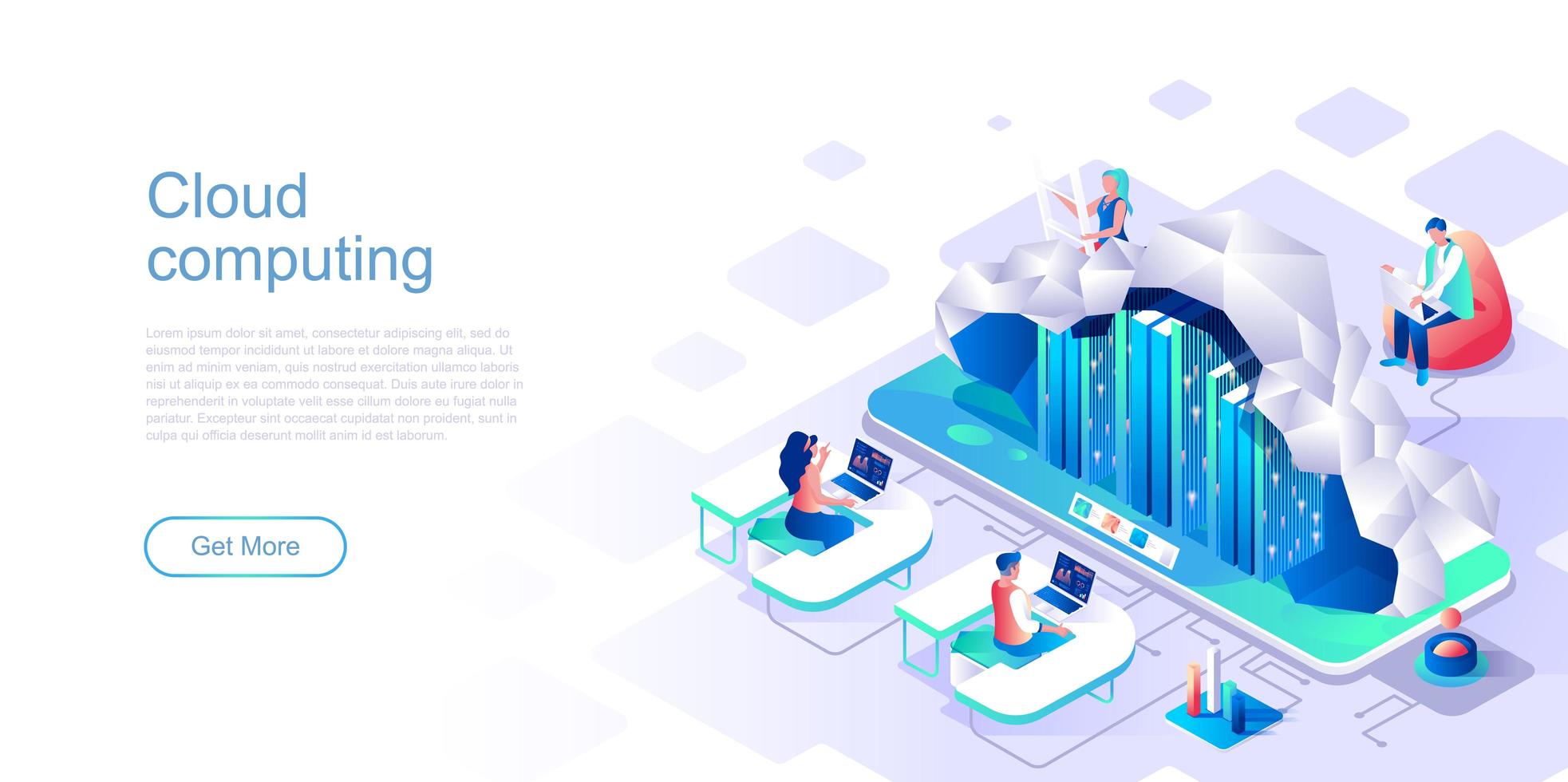 Cloud computing landing page template vector