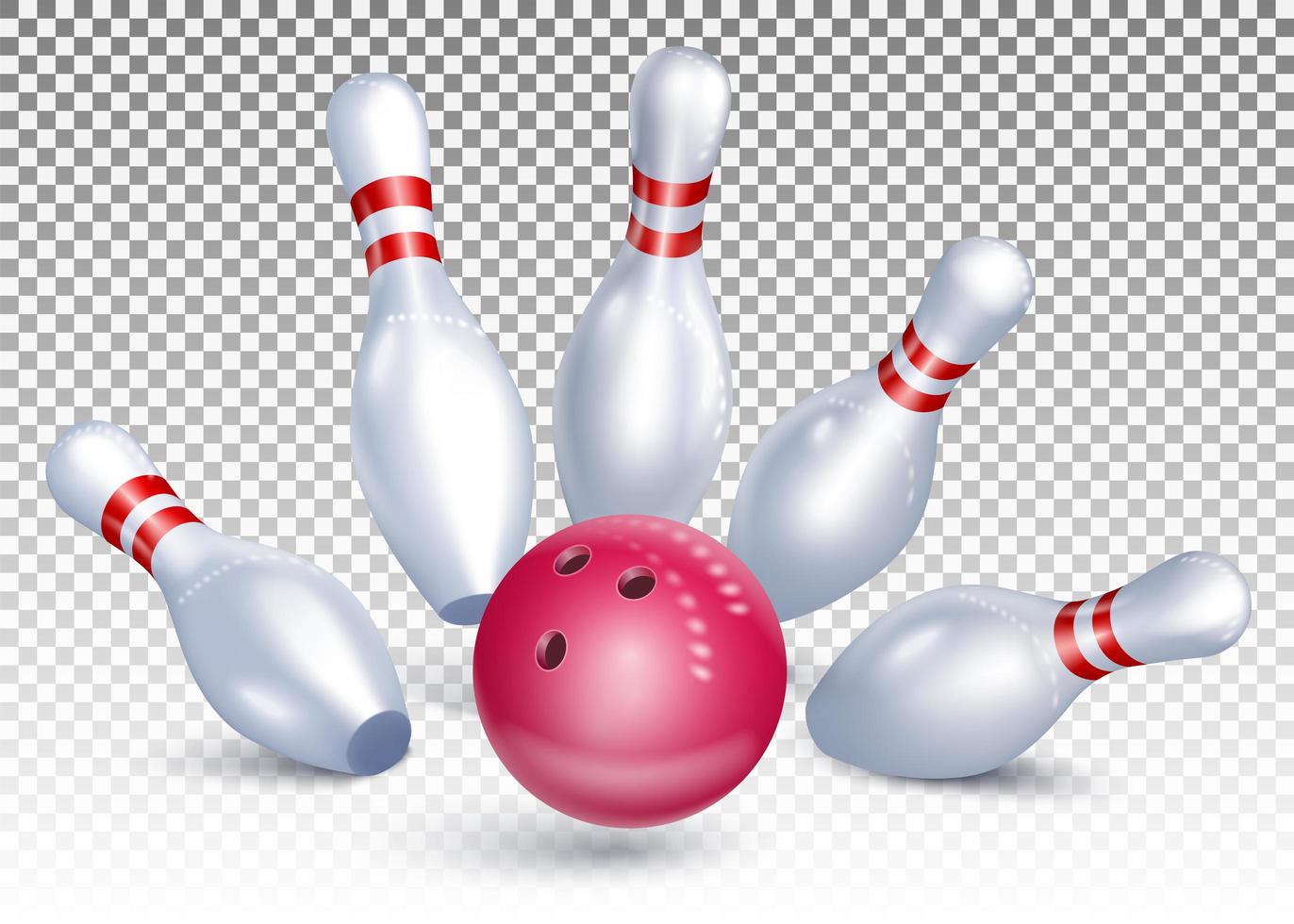 Bowling ball hits the pins vector