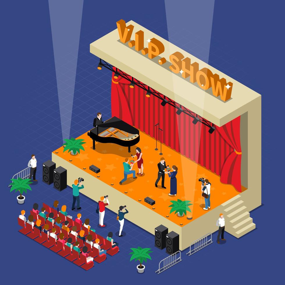 Isometric stage of a VIP show vector