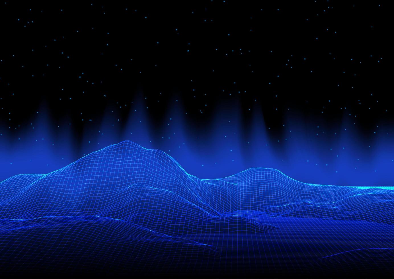 Modern background with wireframe landscape vector