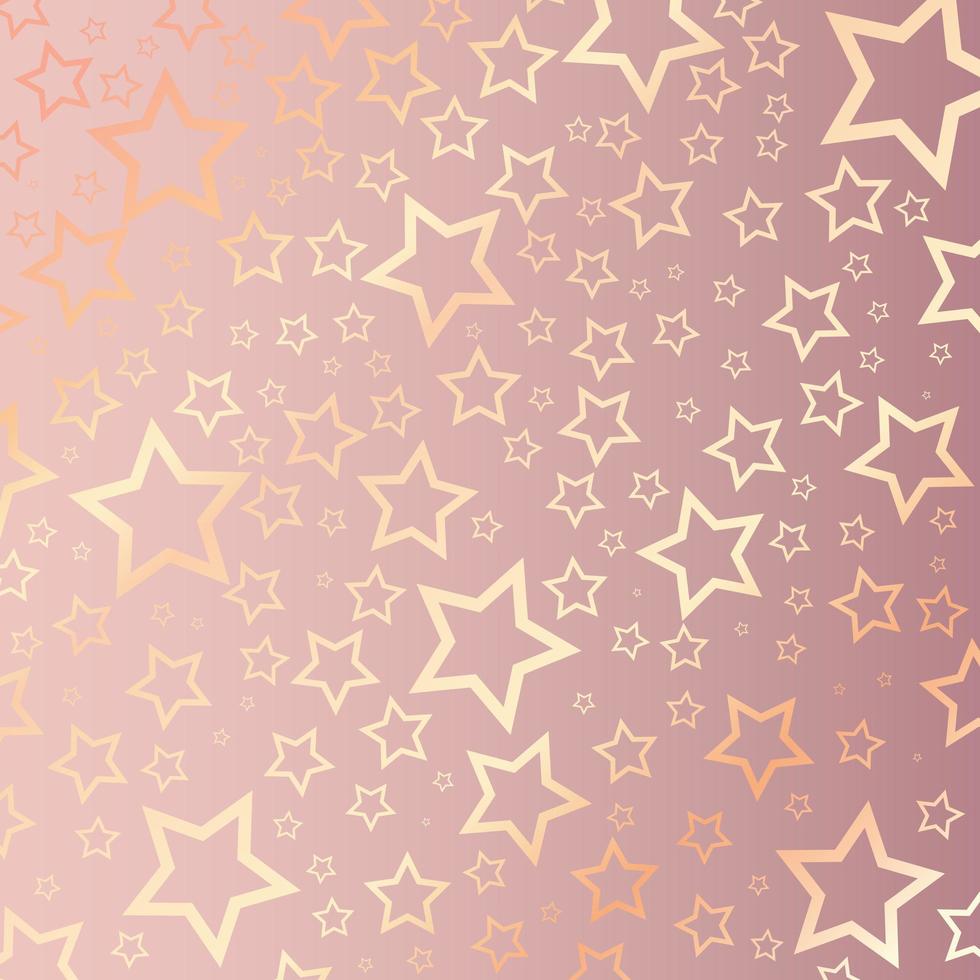 Christmas background with rose gold stars pattern vector