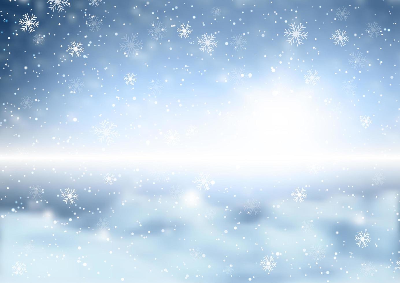 Christmas snowflakes on defocused winter background vector
