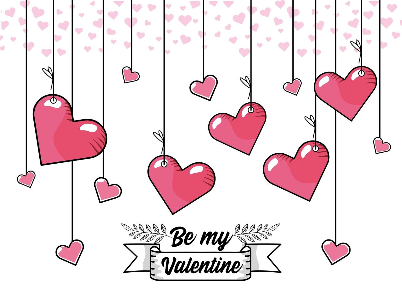 Valentines day hanging hearts design vector