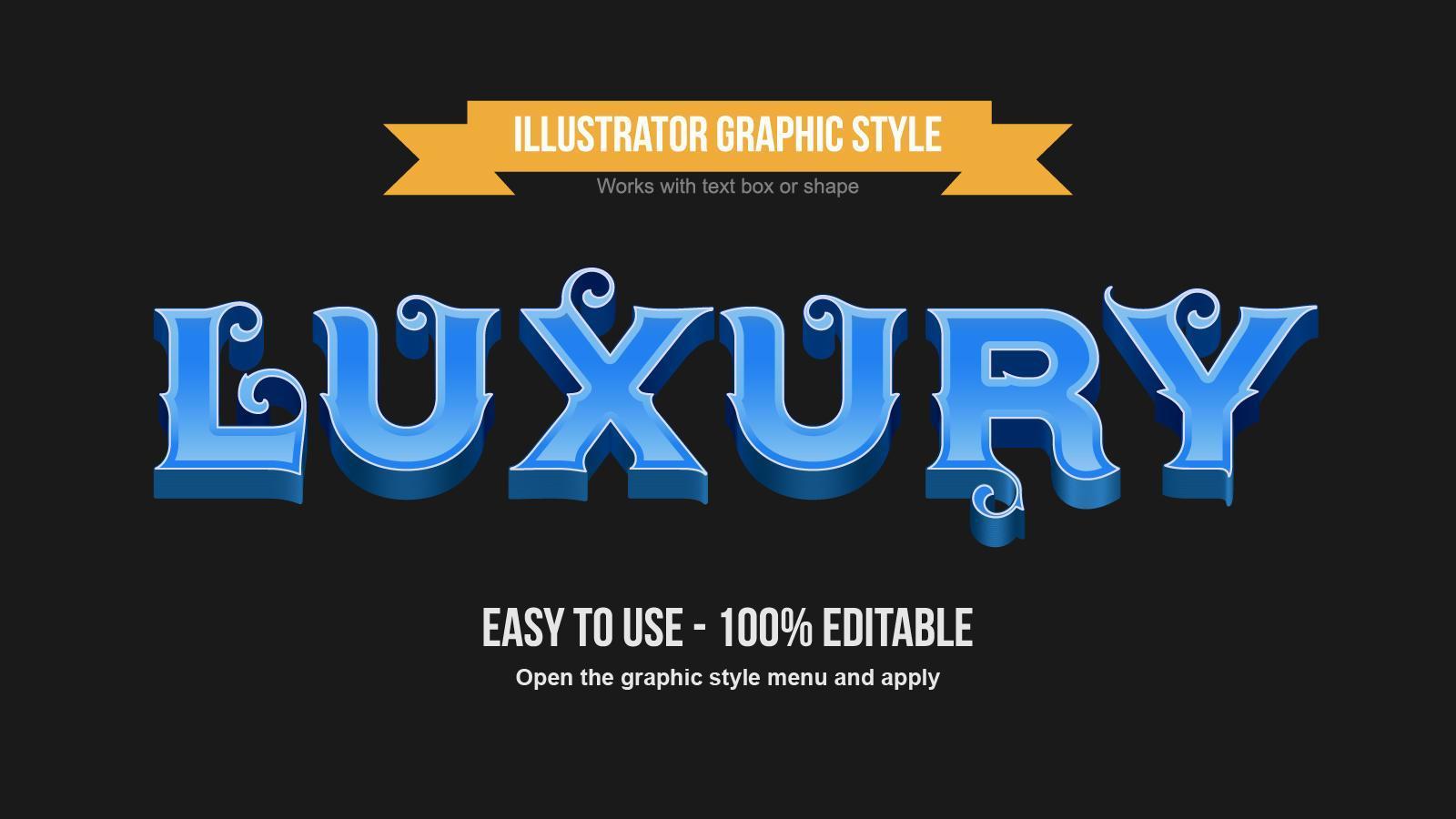 Blue 3D Luxury Swirls Display Text Effect vector