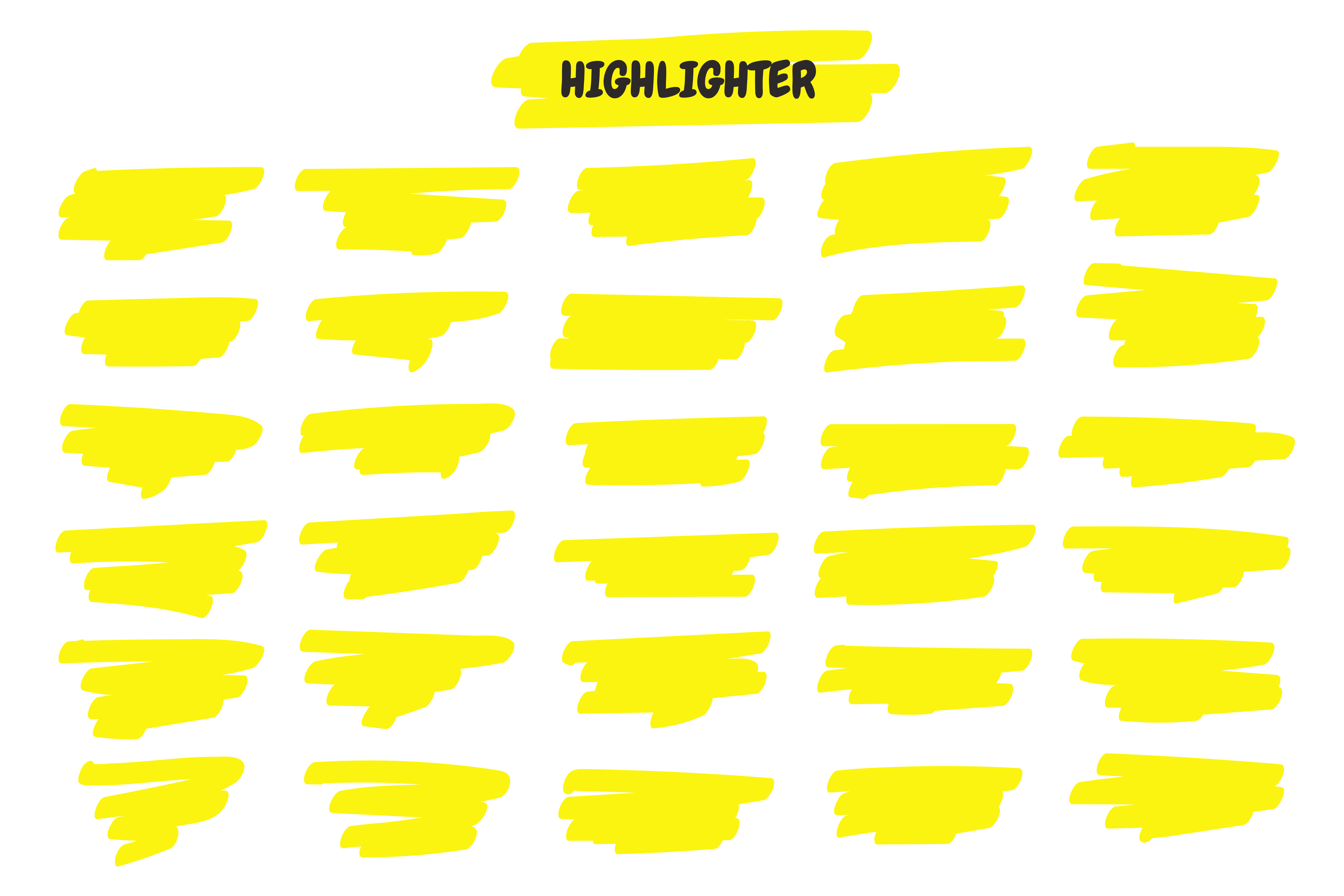 Hand Drawn Yellow Highlighter Pen Strokes Set 1409313 Vector Art at