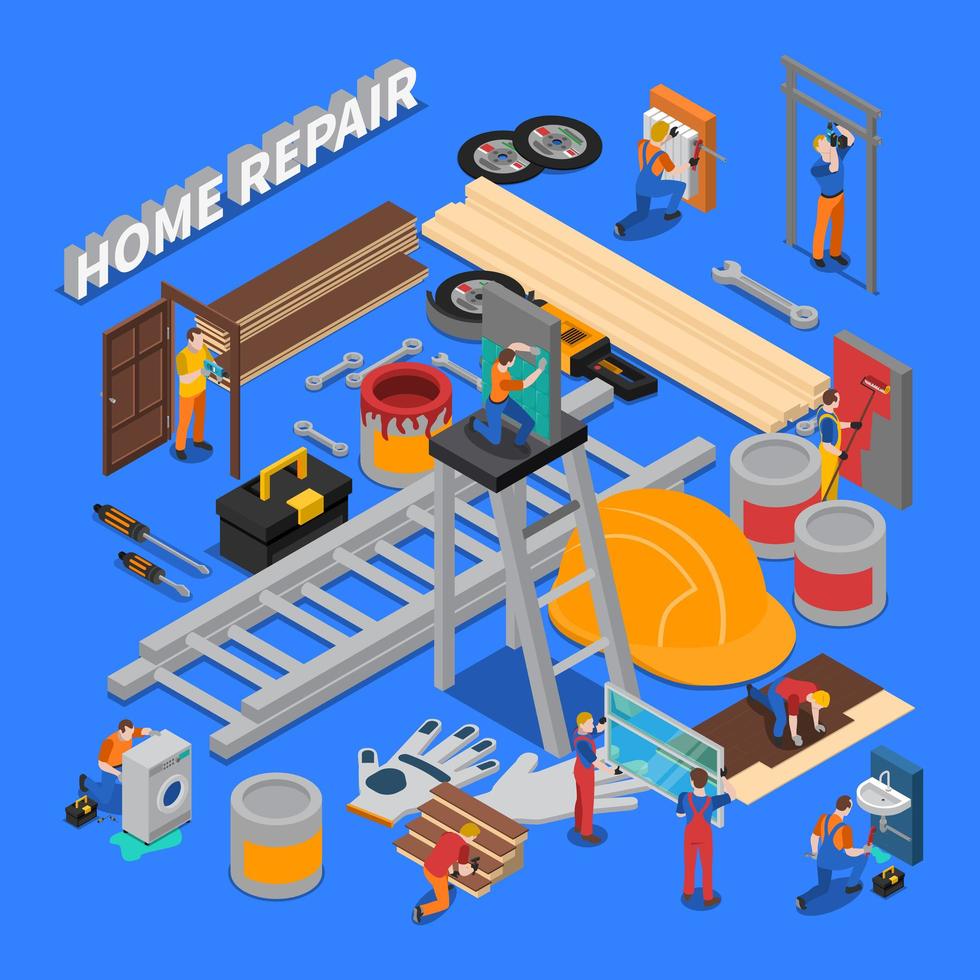 Home Repair Worker People Composition vector