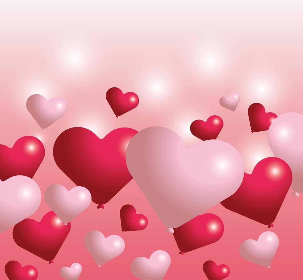 decoración de globos de corazón para el día de san valentín vector