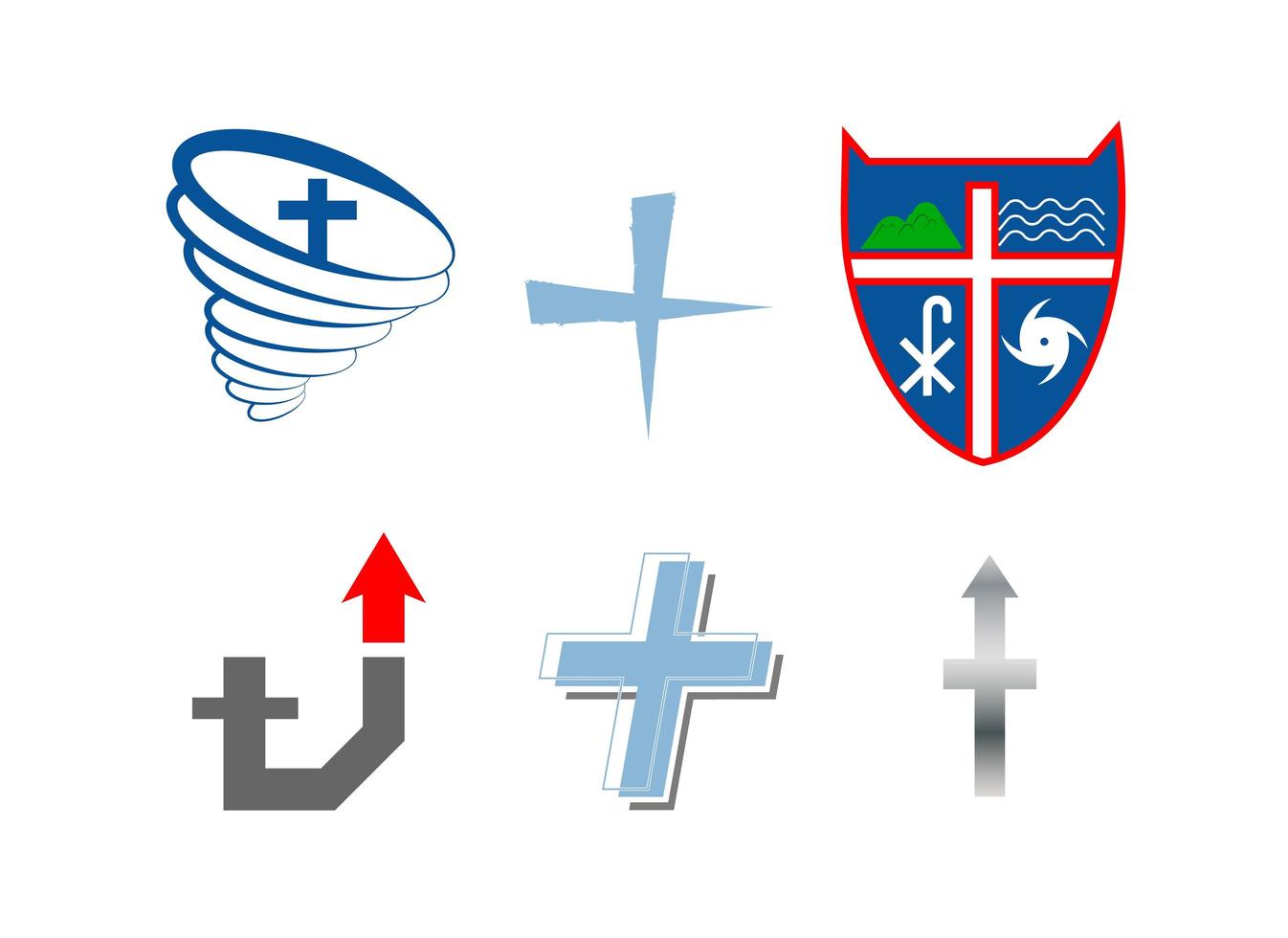 Set of six religion cross icons vector