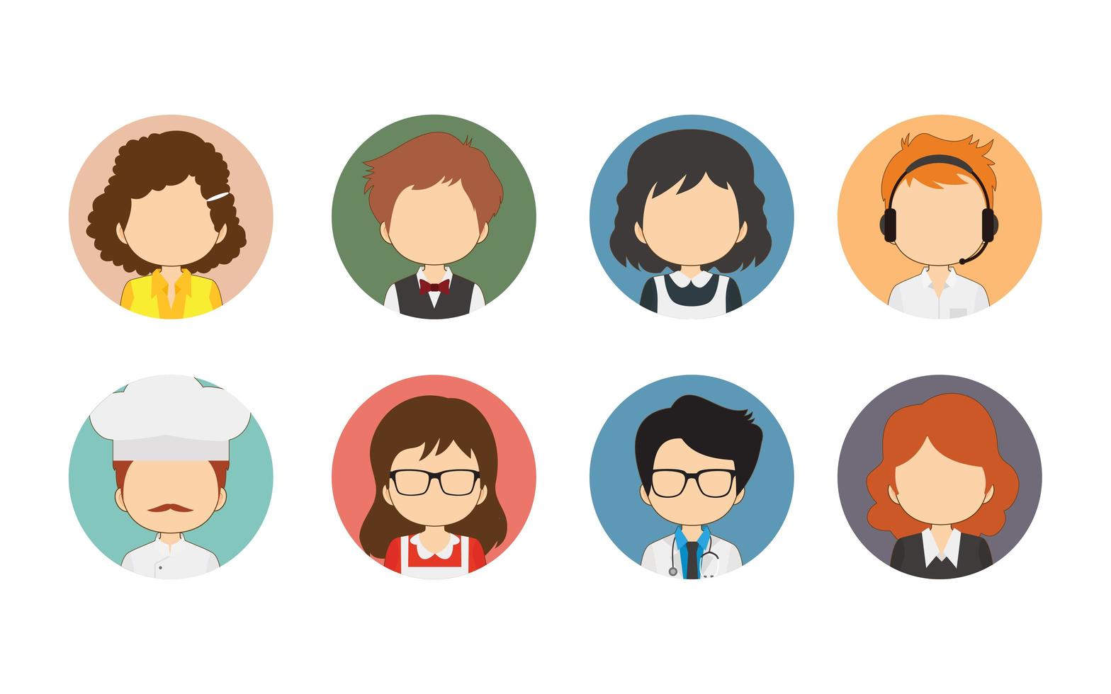 Great Variety of Workers Flat Circle Avatars vector