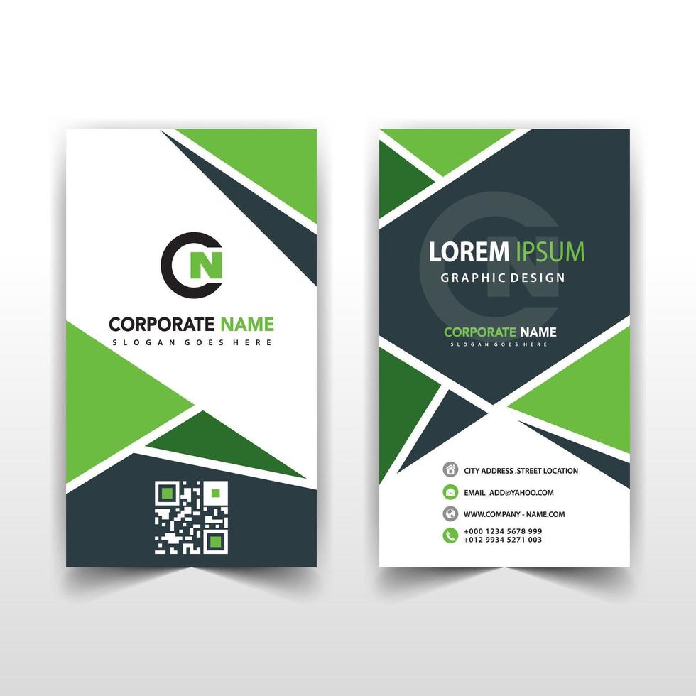 Green vertical abstract business card template vector