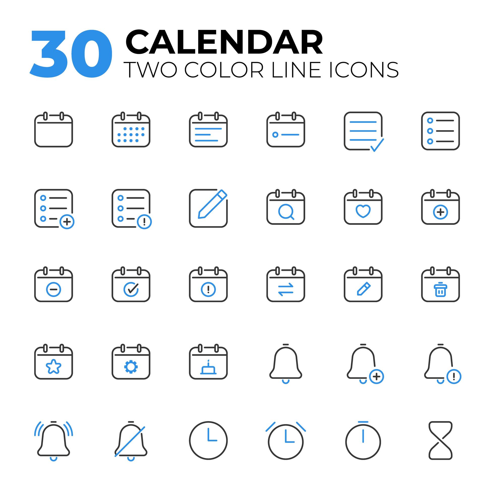 Set of Calendar Date and Time Icons 1409406 Vector Art at Vecteezy