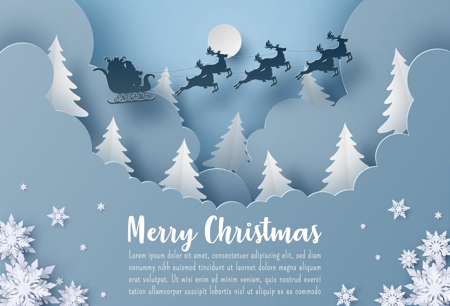 Paper cut Christmas and winter postcard template vector