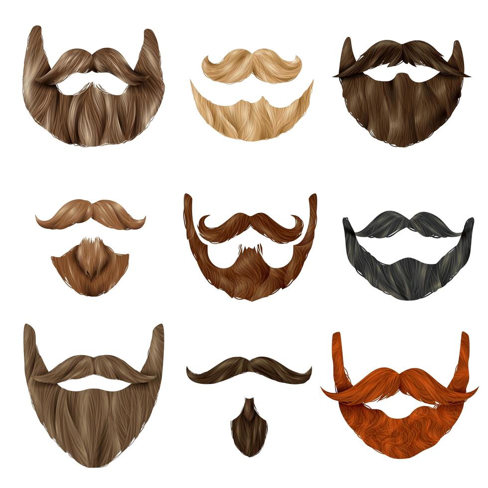 Realistic Beard Set vector