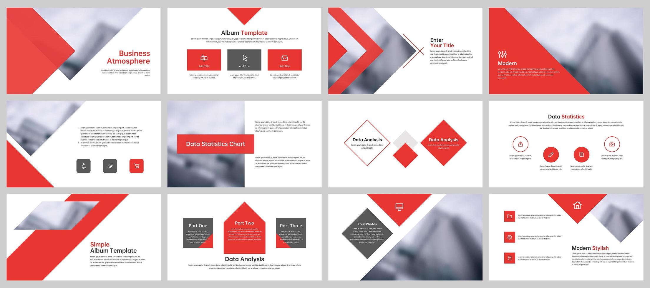 Business presentation layout templates in red and white vector