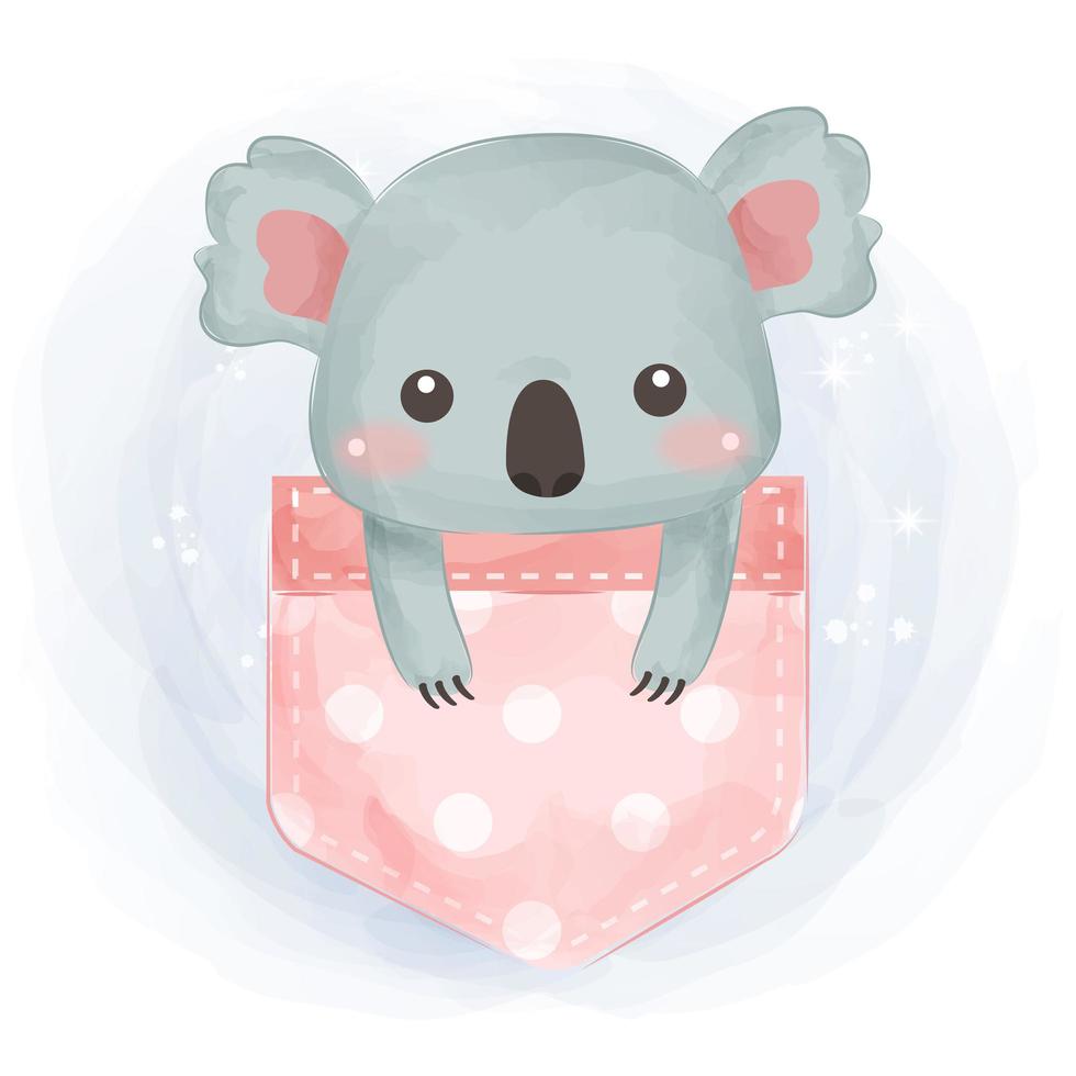 Cute koala sitting in a pocket vector