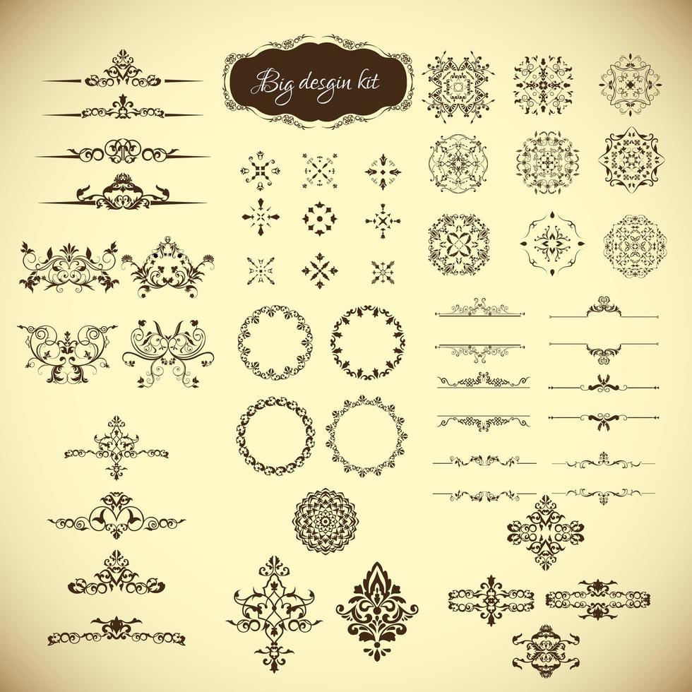 kit de elementos decorativos vintage vector