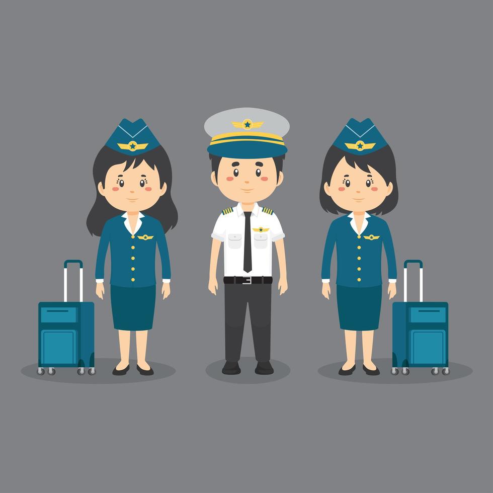 Pilot and Flight Attendant Characters vector