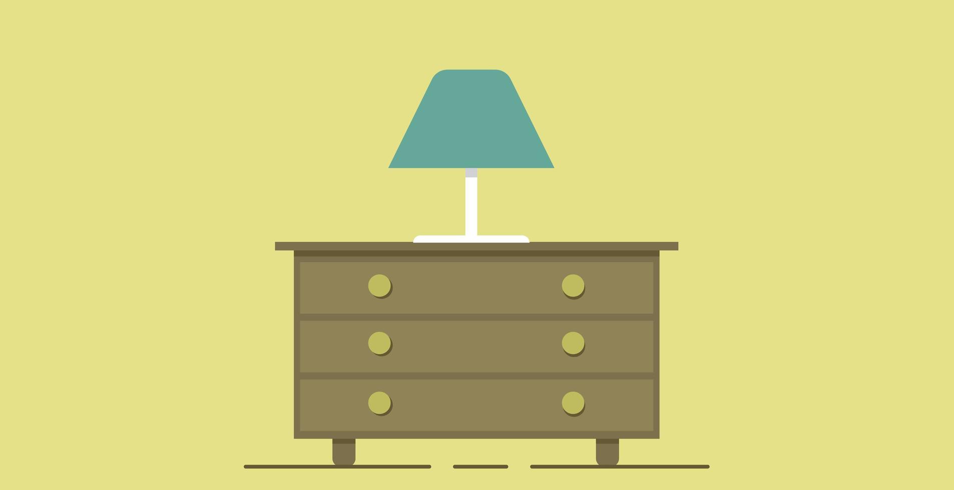 Lamp on Top of Drawer Flat Design vector