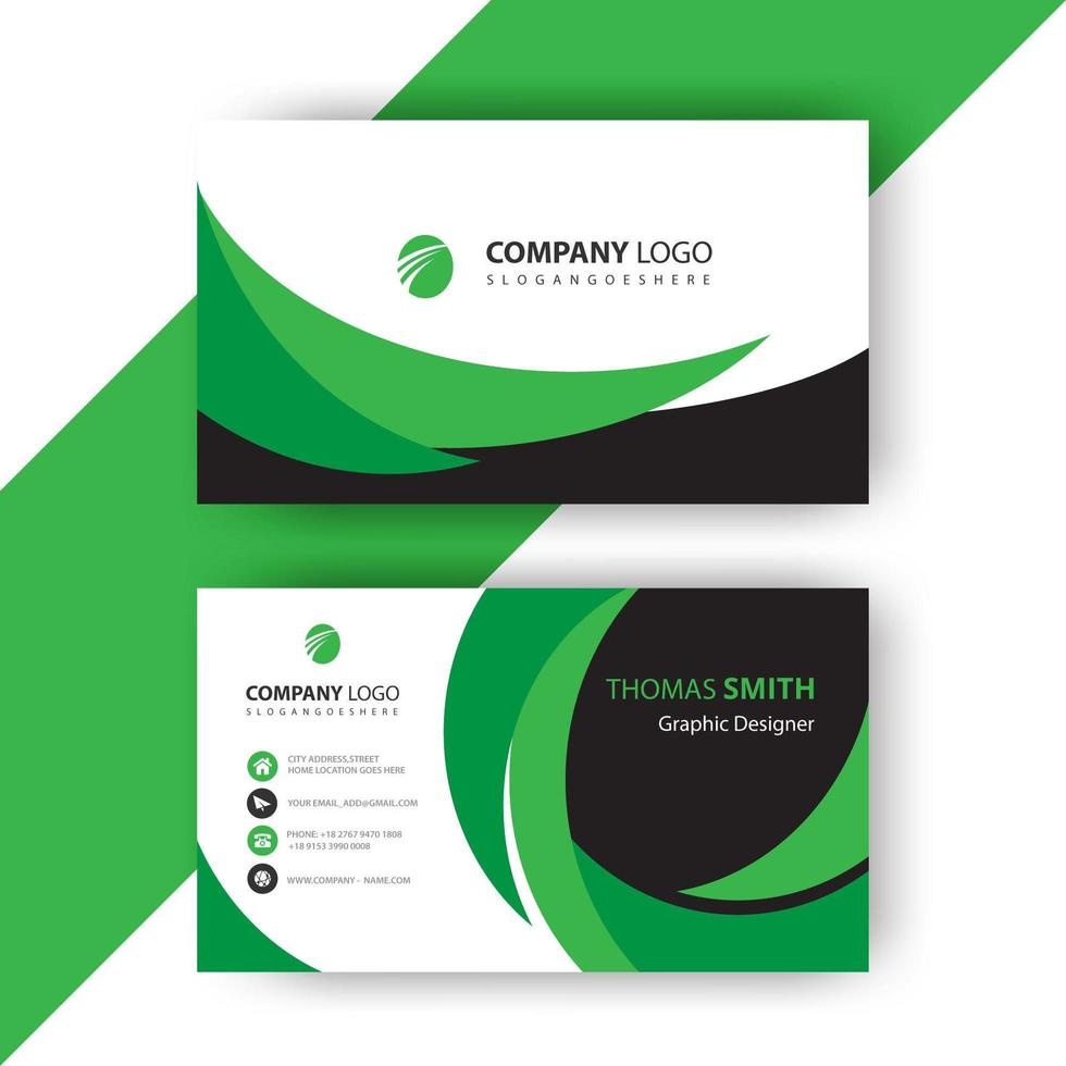 Green wavy business card vector