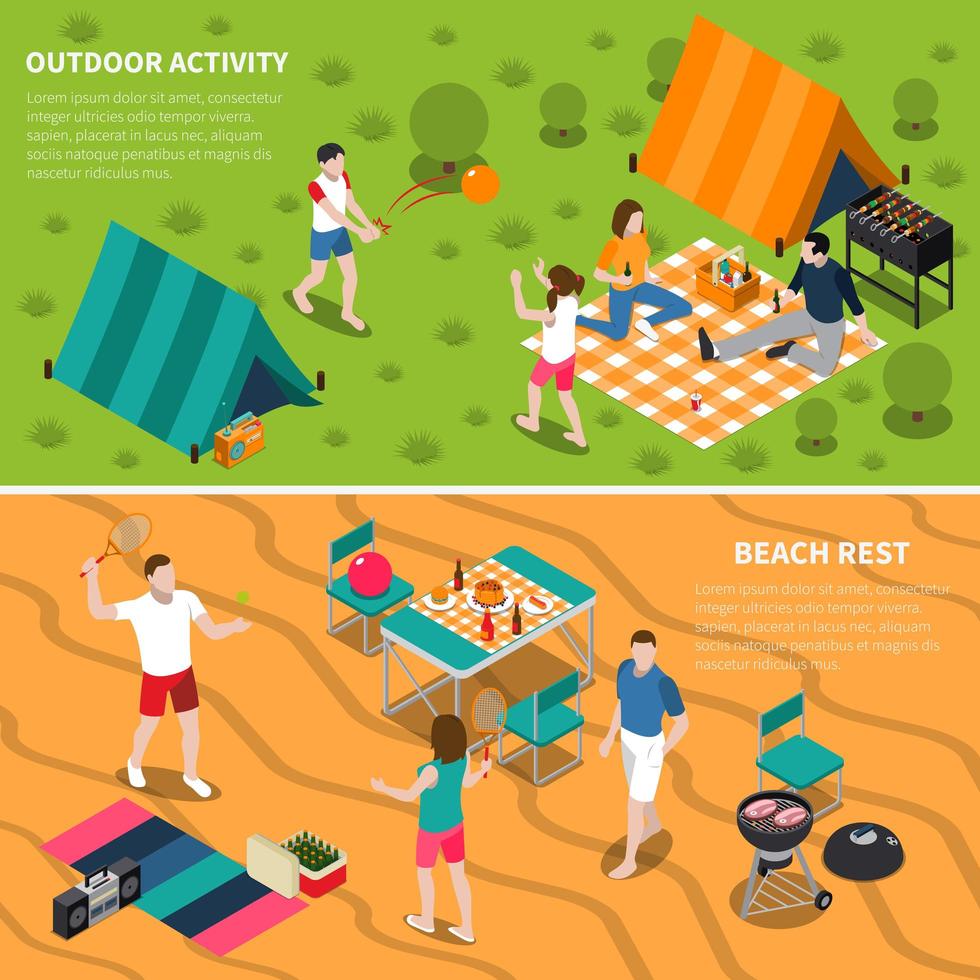 Summer Outdoor Activity People Banners vector