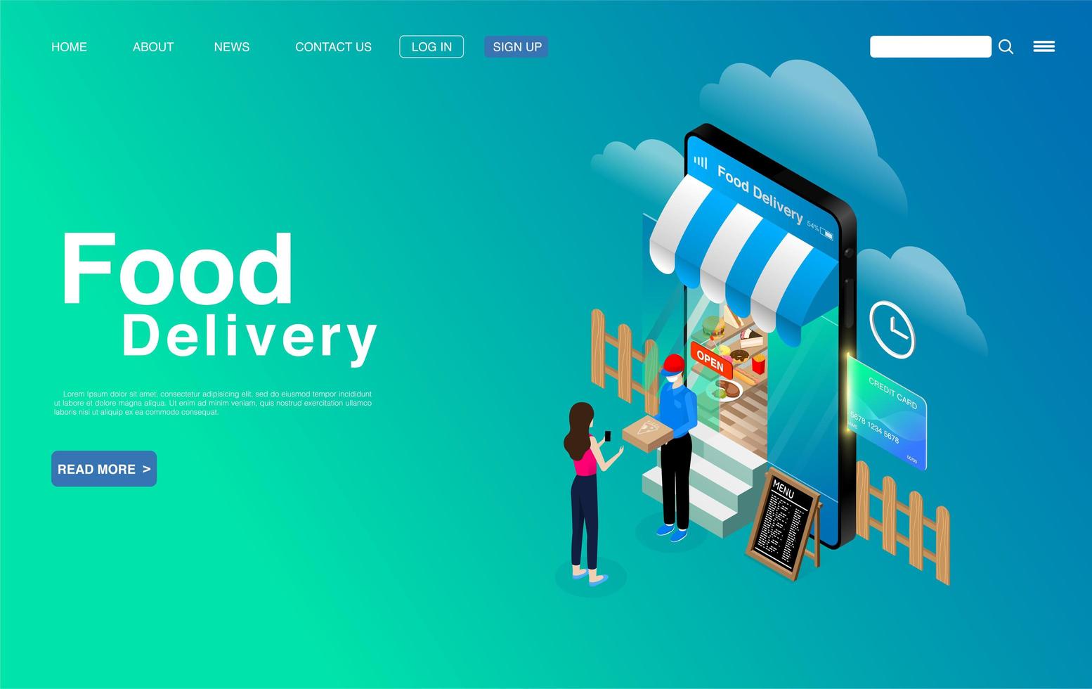 Food Delivery Service Concept Banner vector