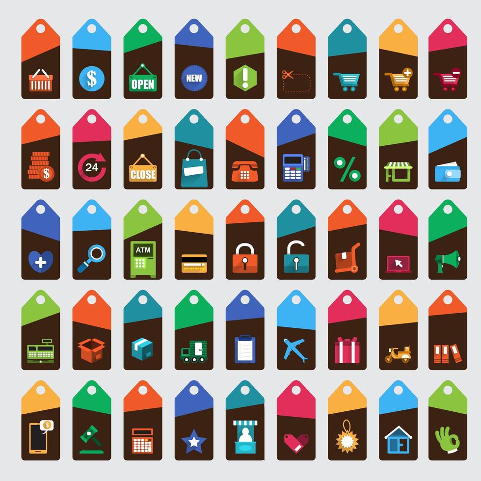 Colorful Discount Tags Set with Icons vector