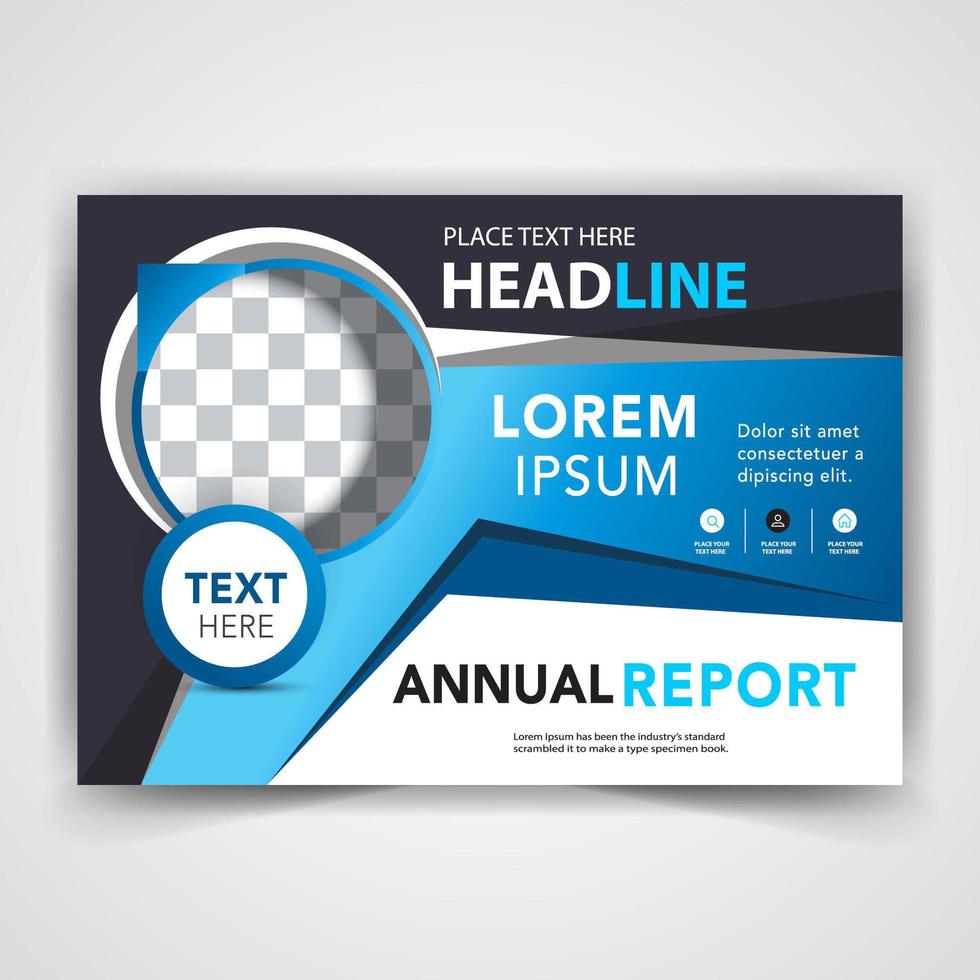 Blue annual report front cover vector