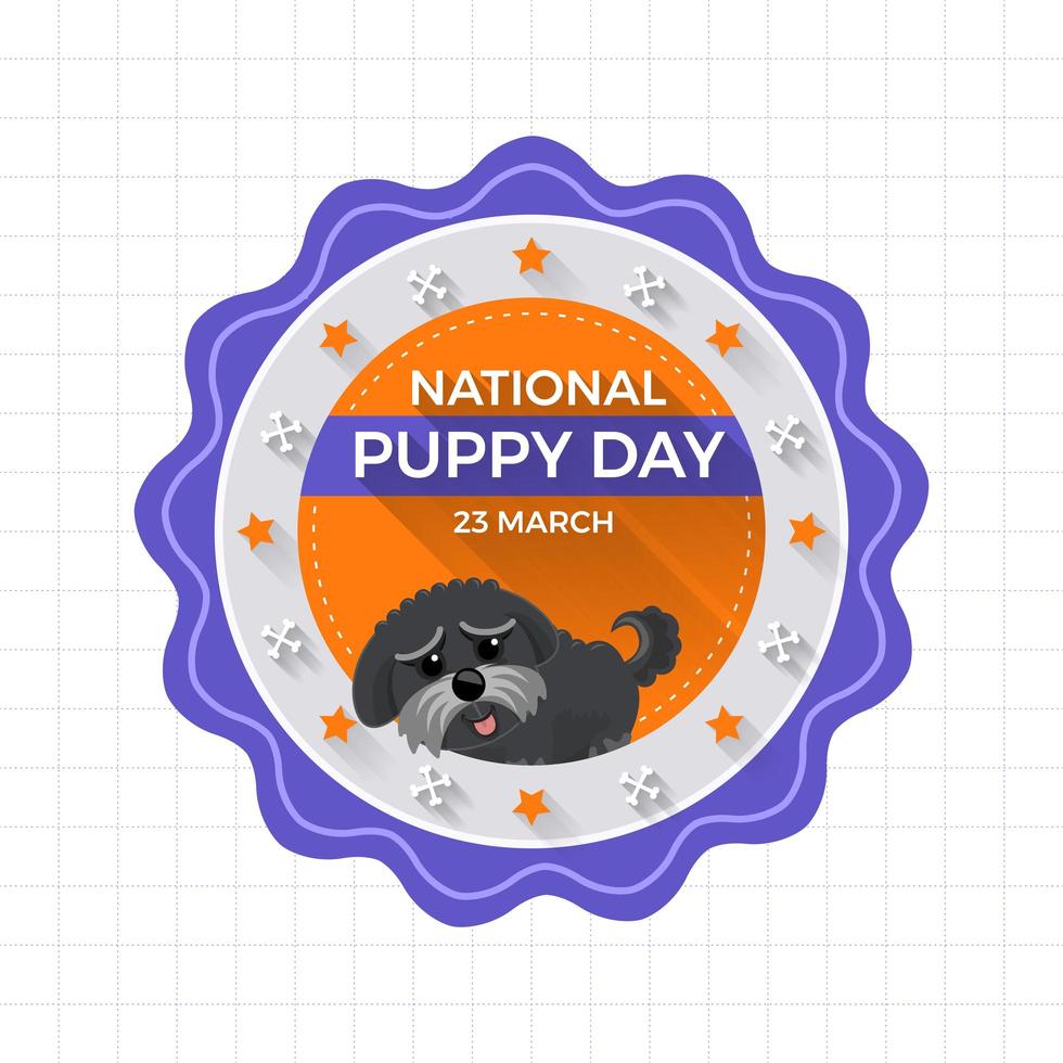 National puppy day badge with puppy vector