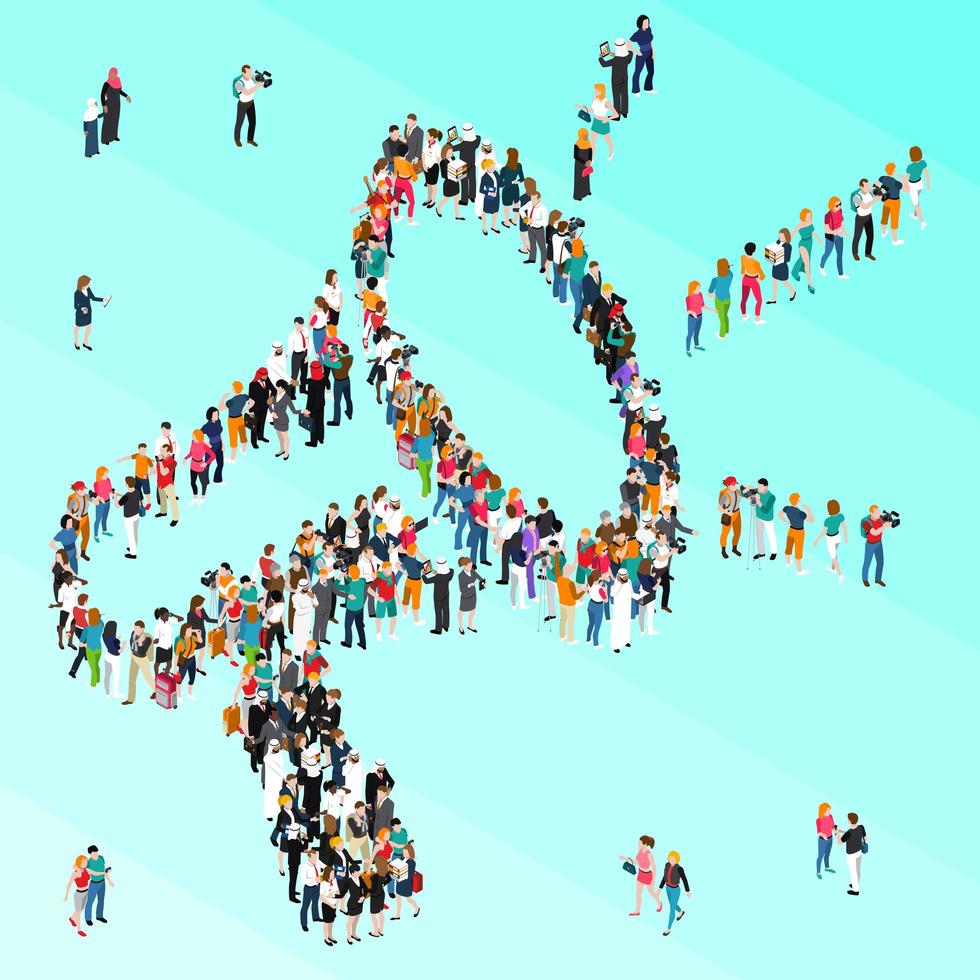 Crowd People Isometric Megaphone vector