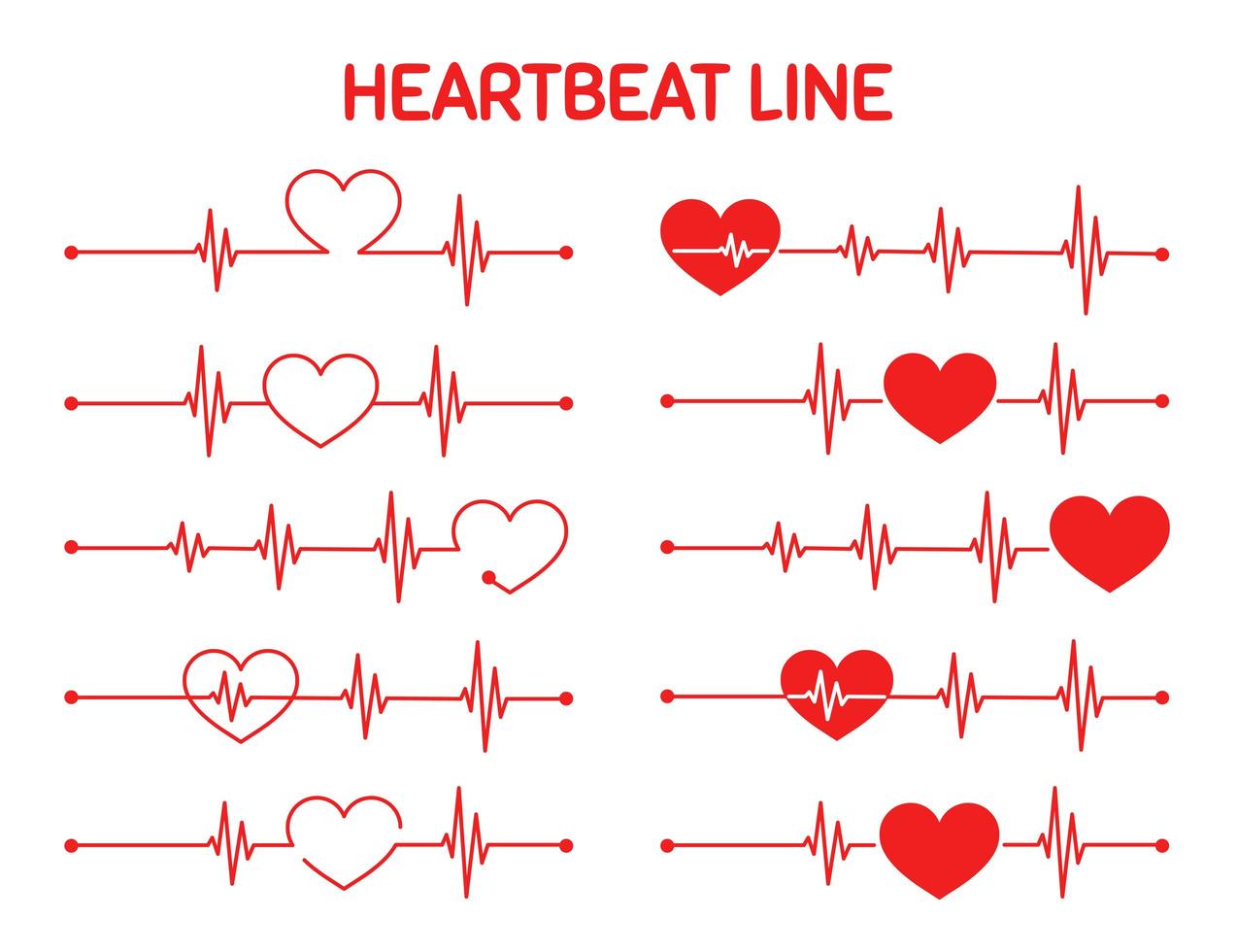 Red Heart Rate Exercising Graph Set vector