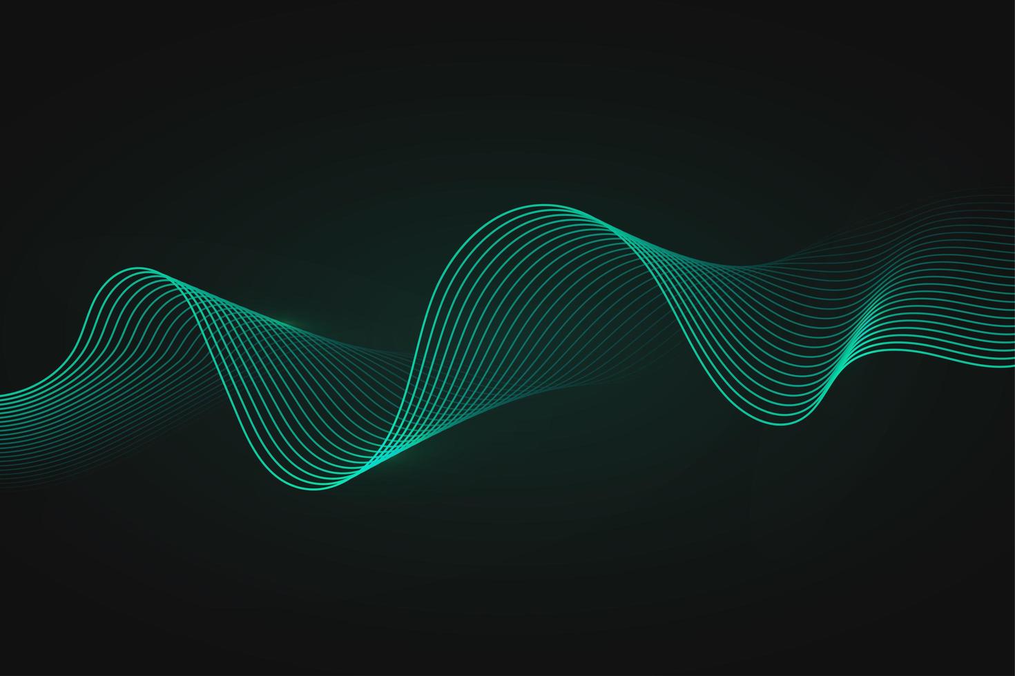 Minimal abstract green wave on dark background vector