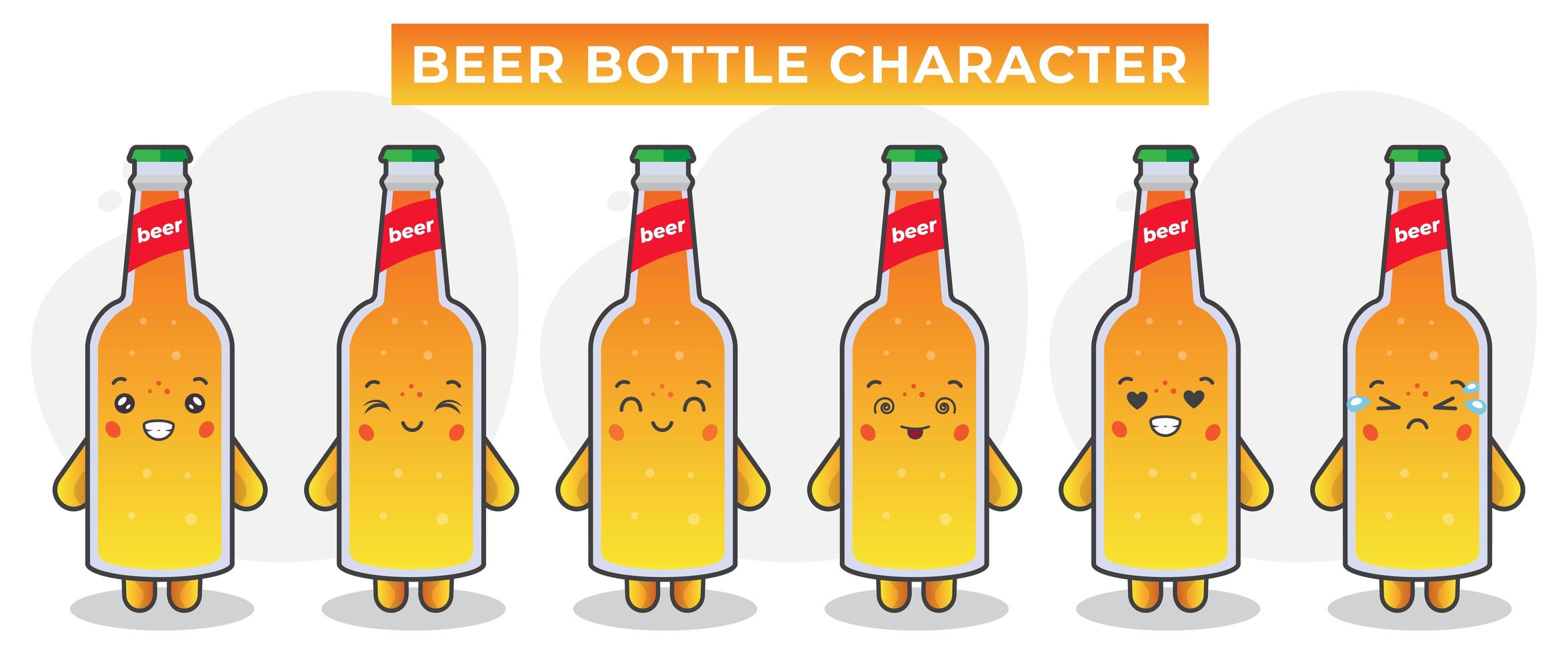 Cute Beer Bottles With Various Expressions vector