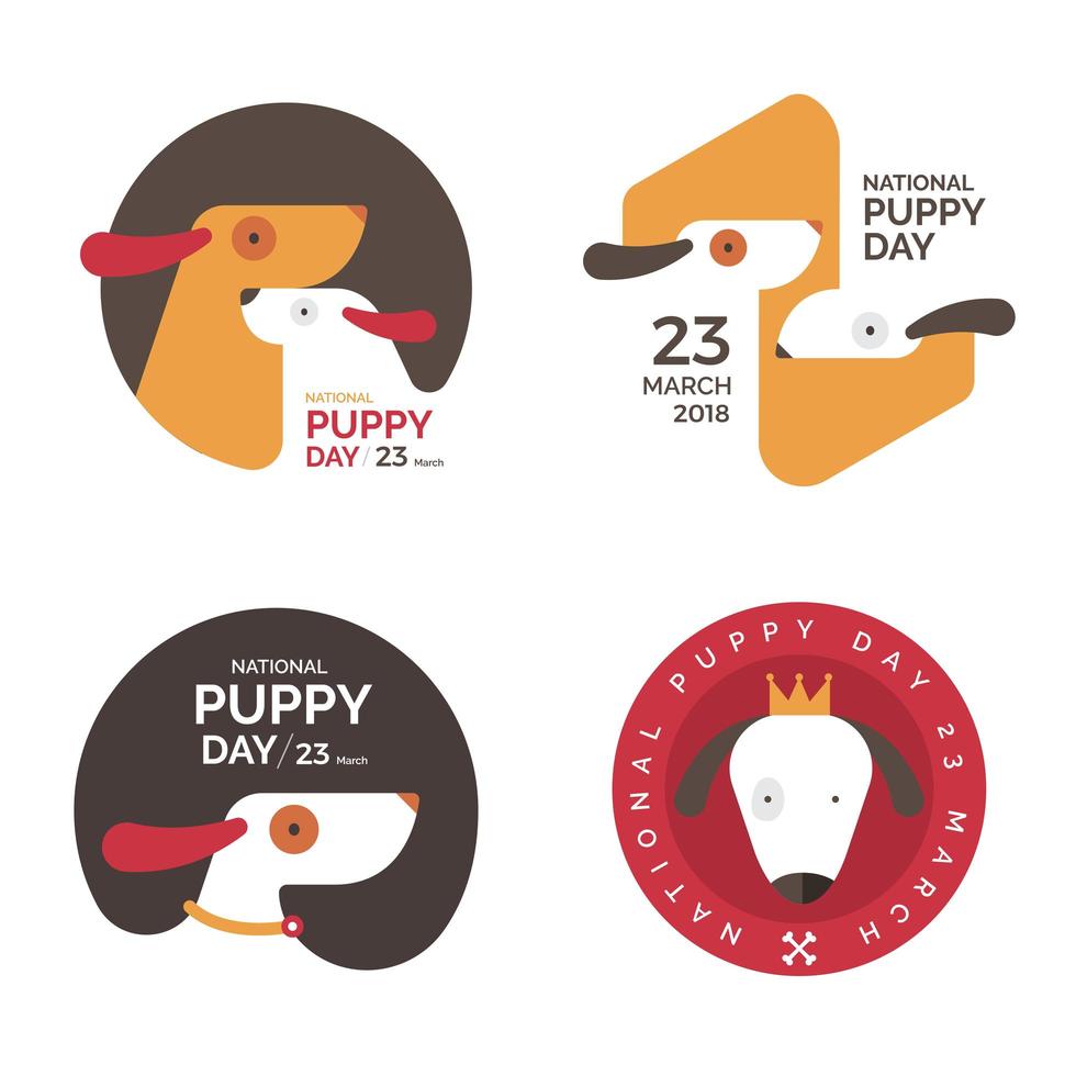 National puppy day emblem set vector