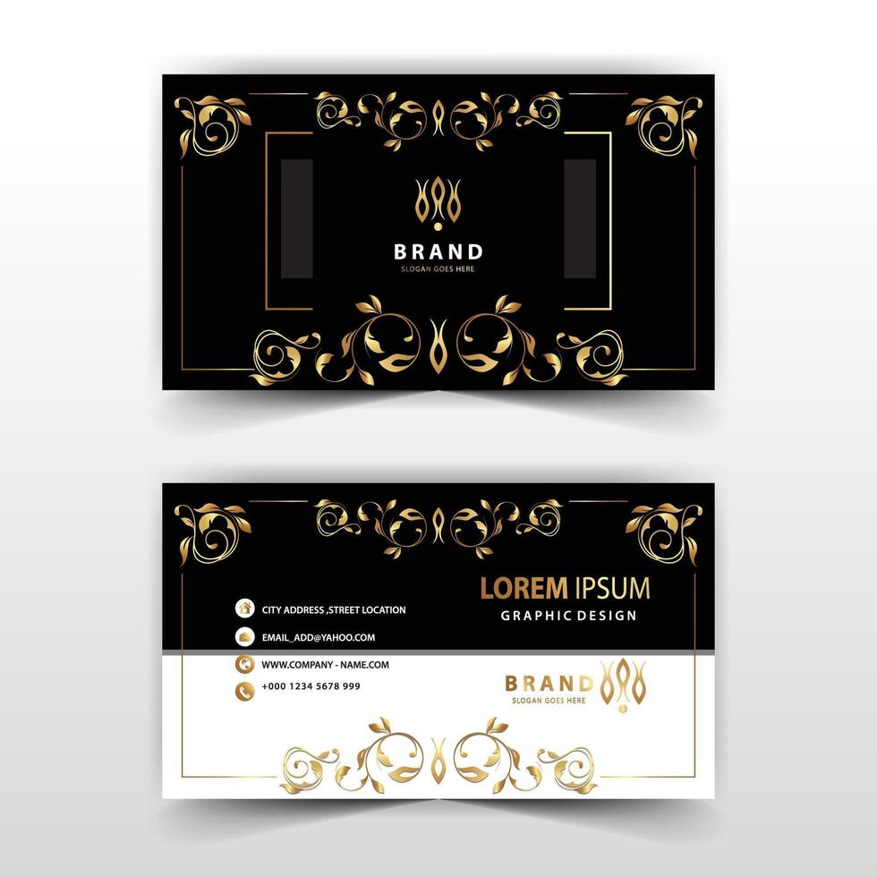 Golden floral corporate card template vector