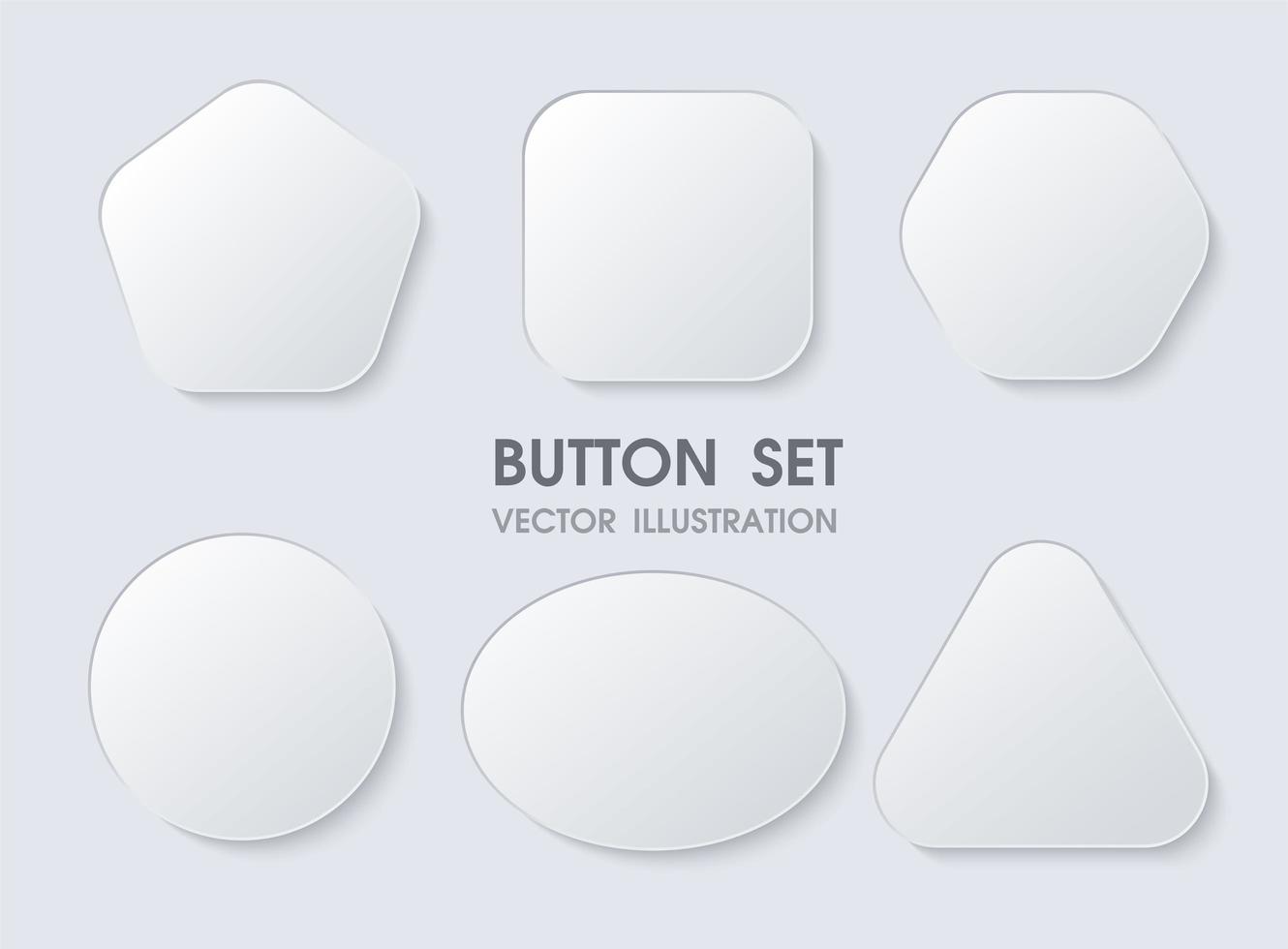 3D Geometric Buttons with Realistic Curves and Shadows vector