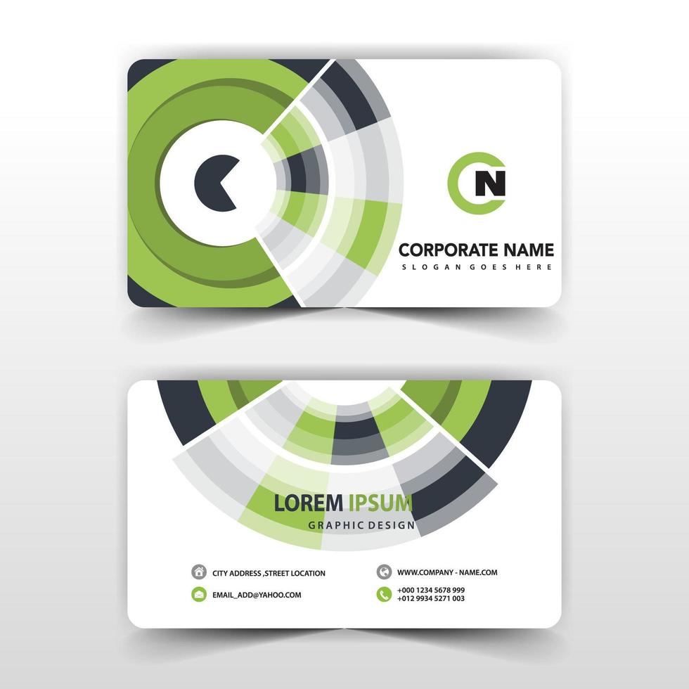 Green circular abstract business card design vector